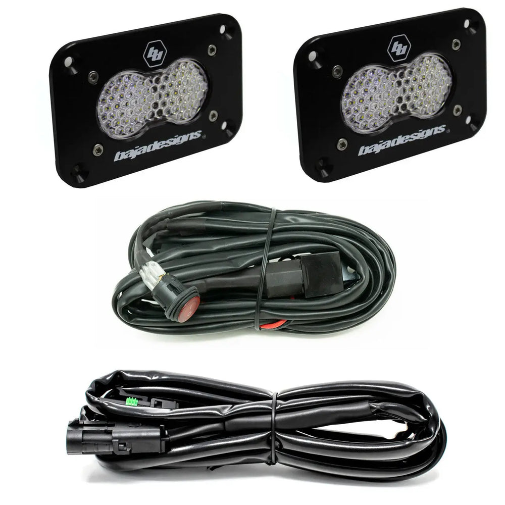 Baja Designs S2 Sport Black Flush Mount LED Light Pod Reverse Kit - UniversalXtrusion Overland