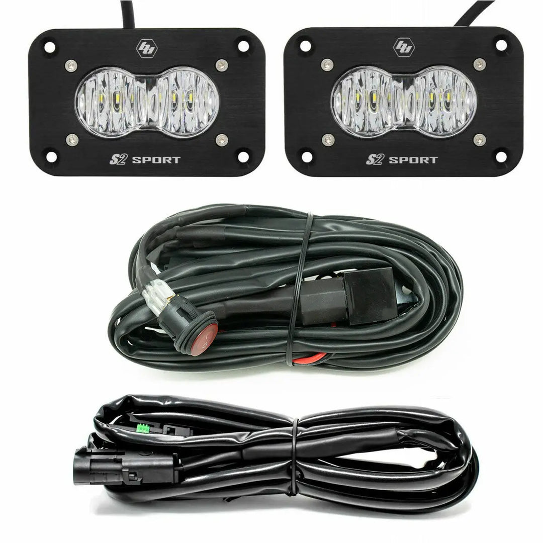 Baja Designs S2 Sport Black Flush Mount LED Light Pod Reverse Kit - UniversalXtrusion Overland