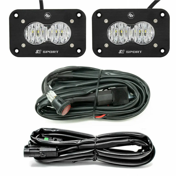 Baja Designs S2 Sport Black Flush Mount LED Light Pod Reverse Kit - UniversalXtrusion Overland