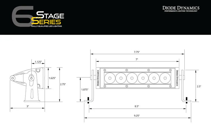 Diode Dynamics 6 inch LED Light Bar Single Row Straight SS6Xtrusion Overland