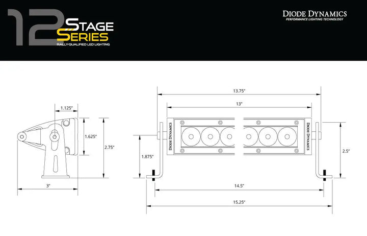 Diode Dynamics 12 Inch LED Light Bar  Single Row StraightXtrusion Overland