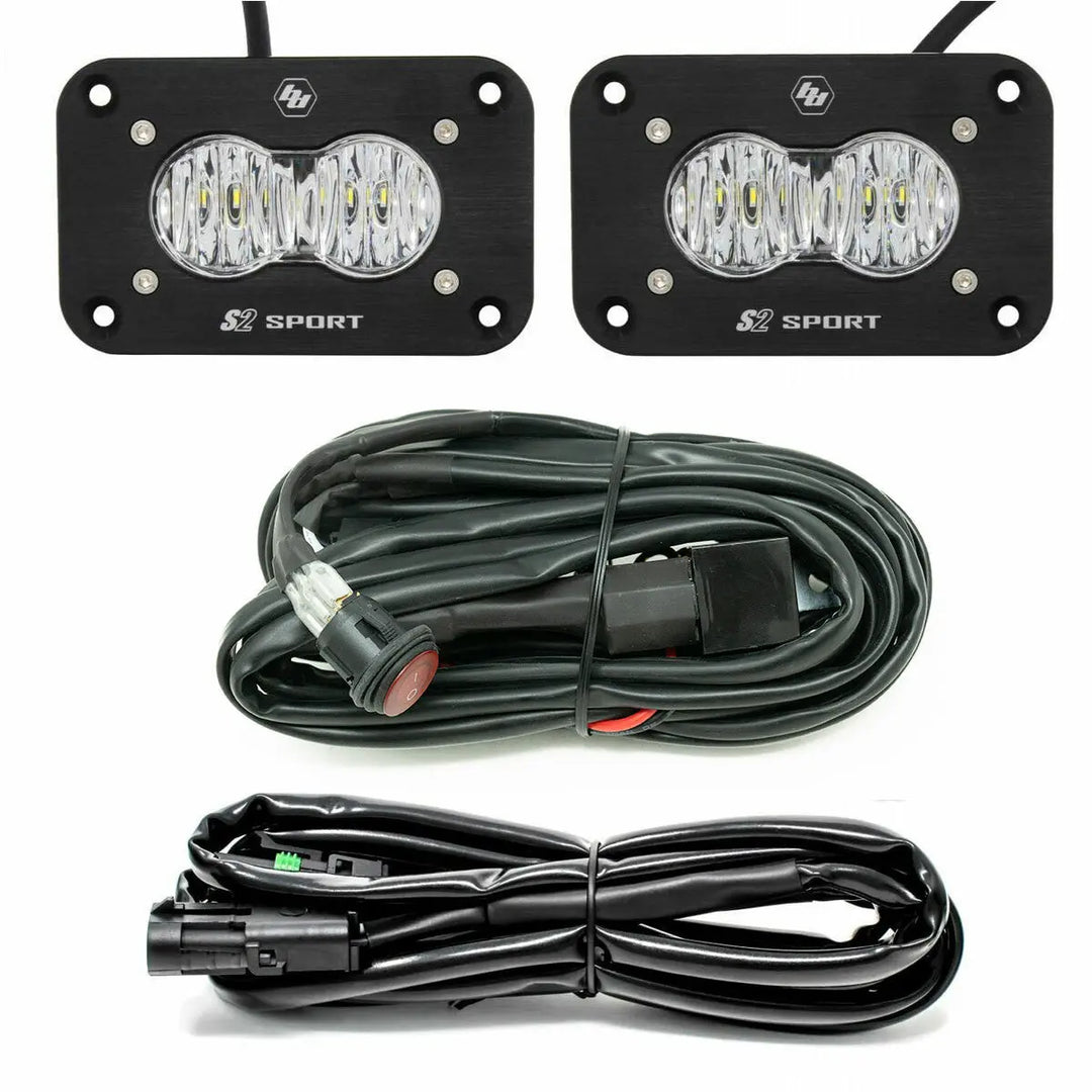 Baja Designs S2 Sport Black Flush Mount LED Light Pod Reverse Kit - UniversalXtrusion Overland