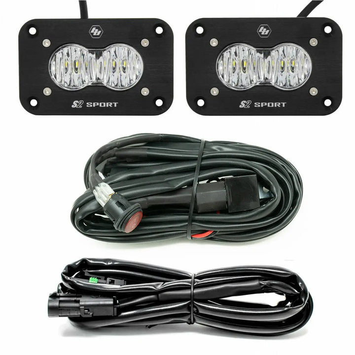 Baja Designs S2 Sport Black Flush Mount LED Light Pod Reverse Kit - UniversalXtrusion Overland