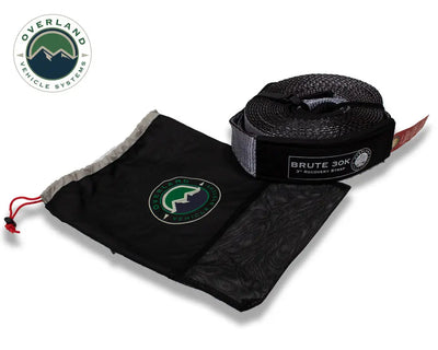 OVS Tow Strap 30,000 lb. 3" x 30' Gray With Black Ends & Storage BagOverland Vehicle Systems