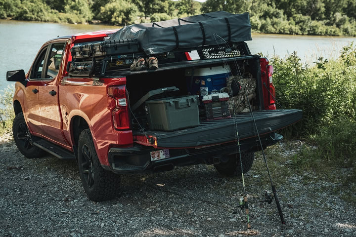 Chevy Silverado &amp; GMC Sierra 1500 Bed Bars | XBRS Low-Profile Truck Bed Cross BarsXtrusion Overland